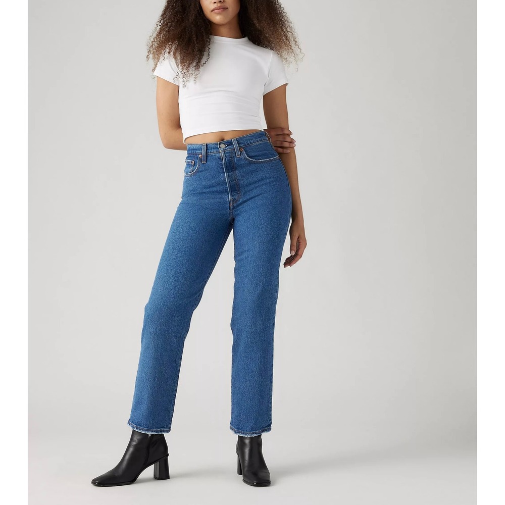 LEVIS Ribcage Straight Ankle Jeans Womens 28 Jazz Pop Medium Wash Denim